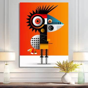 Strange Friendly Creature On Yellow - Bird Canvas Wall Art